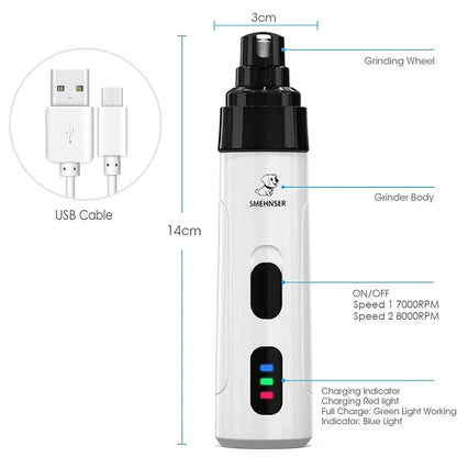 Dog Nail Grinders Painless USB Charging Rechargeable Pet Nail Clippers Quiet Electric Dog Cat Paws Nail Grooming Trimmer Tools