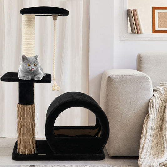 Multi-Level Kitty Condo Climbing Tower with Groom Brush and Sisal Rope